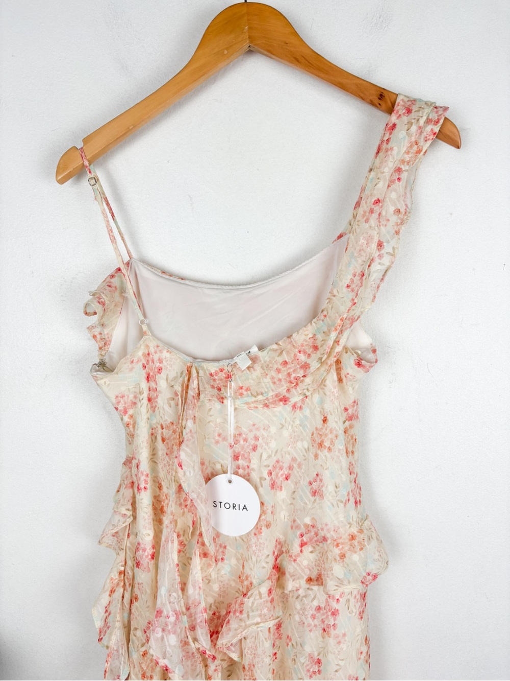 NWT Storia One Shoulder Floral Ruffle Formal Maxi Dress Sz M - Picture 4 of 10